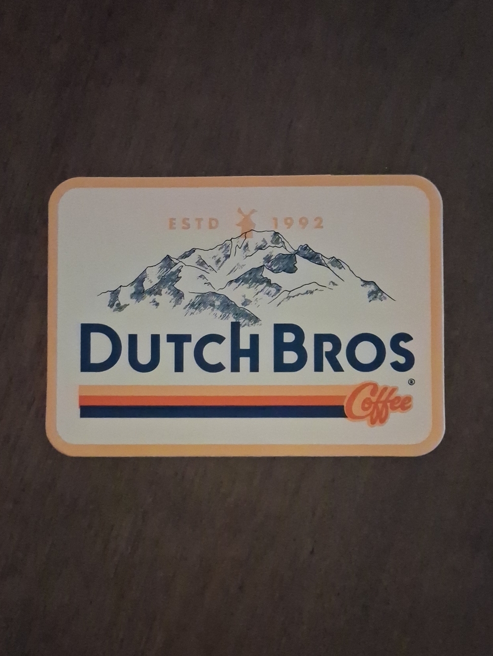 Dutch Bros ESTD 1992 Mountain Logo Sticker White & Blue